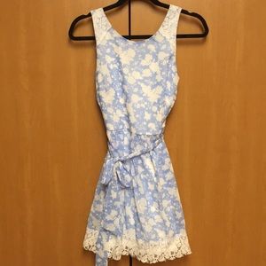 Flower Patterned Blue Dress